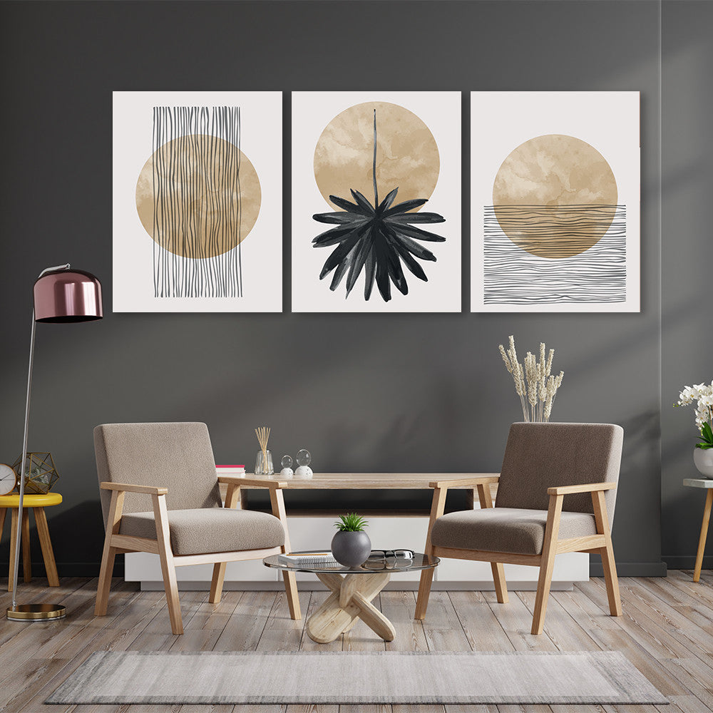 Set 3 Tablouri Abstract rusted sun