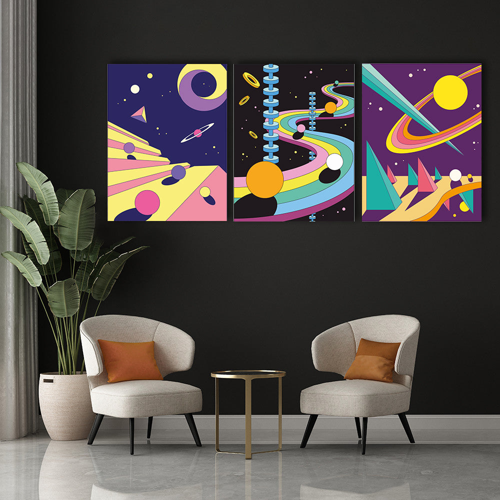 Set 3 Tablouri Cartoon space