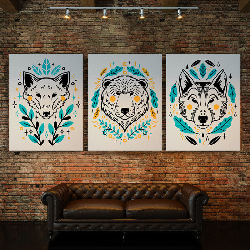 Set 3 Tablouri deco animale salbatice