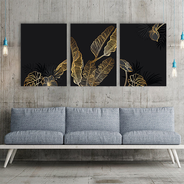 Set 3 Tablouri - Exotica Auriu
