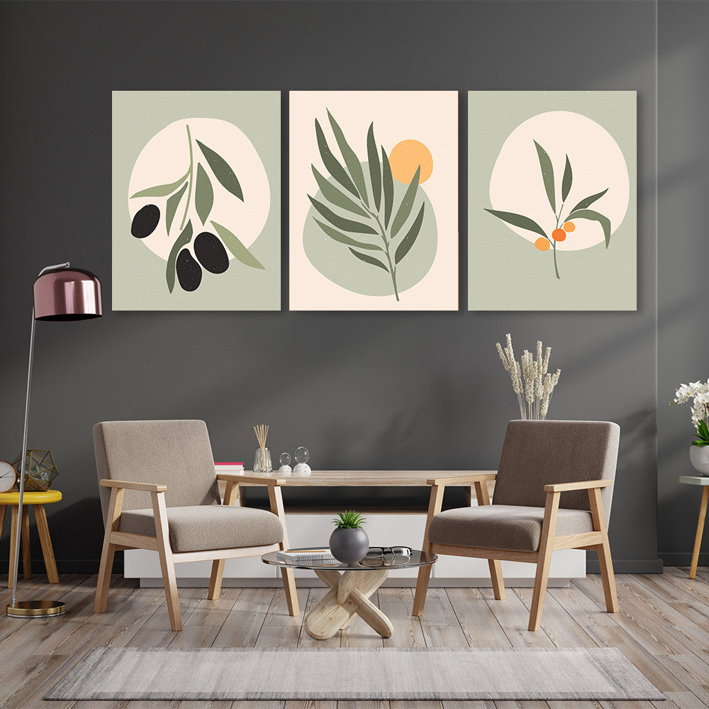 Set 3 Tablouri Frunze stilizate
