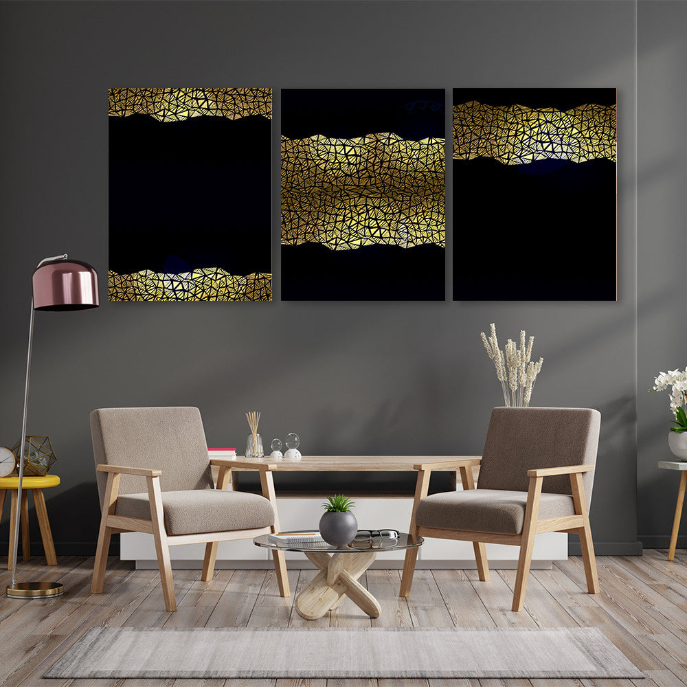 Set 3 Tablouri Golden snake skin
