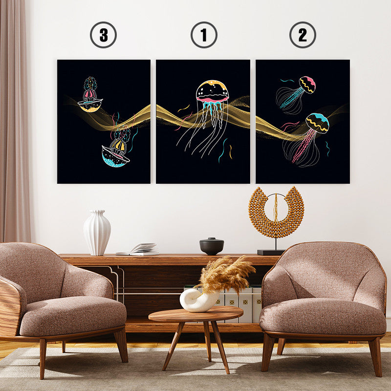 Set 3 Tablouri meduze