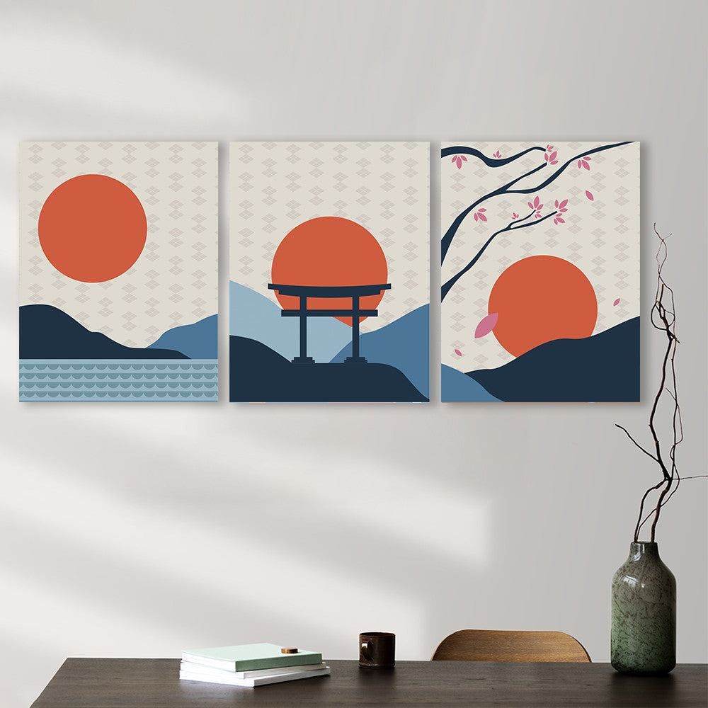 Set 3 Tablouri Minimalist japanese landscape