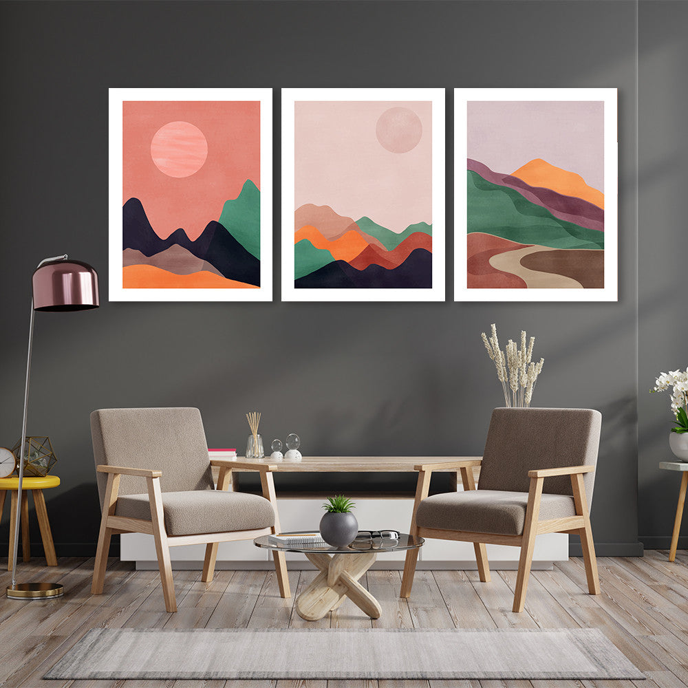 Set 3 Tablouri Pastel mountains