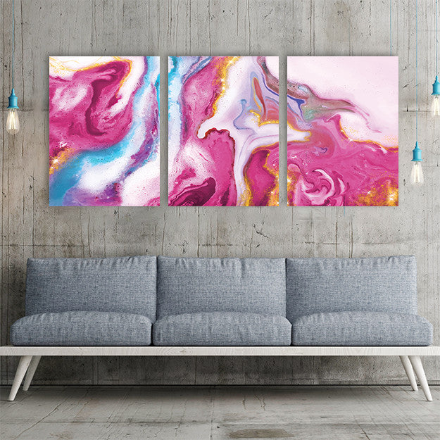 Set 3 Tablouri - Pink Marble