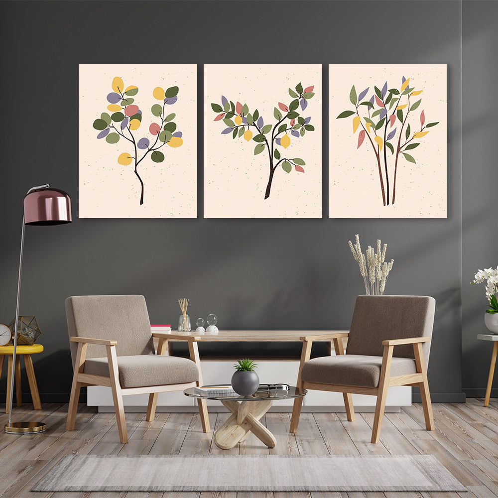 Set 3 Tablouri Rainbow leaves