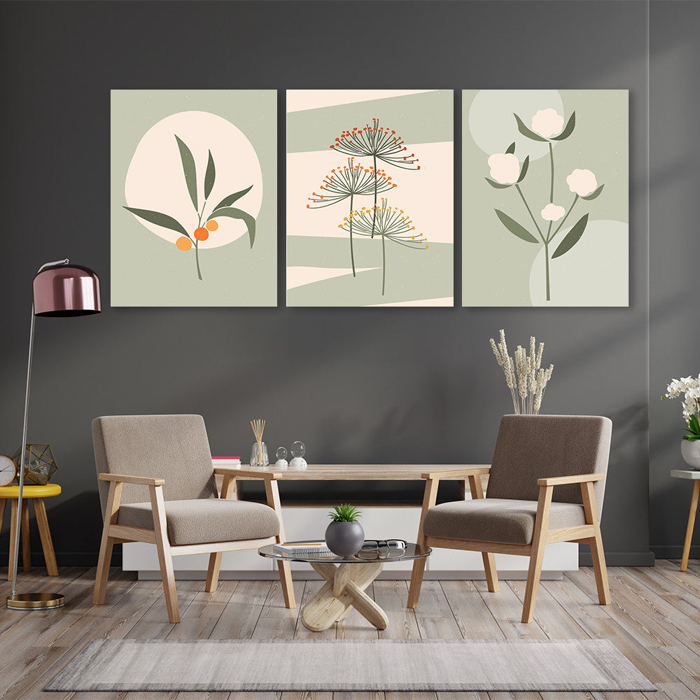 Set 3 Tablouri Sketched plants