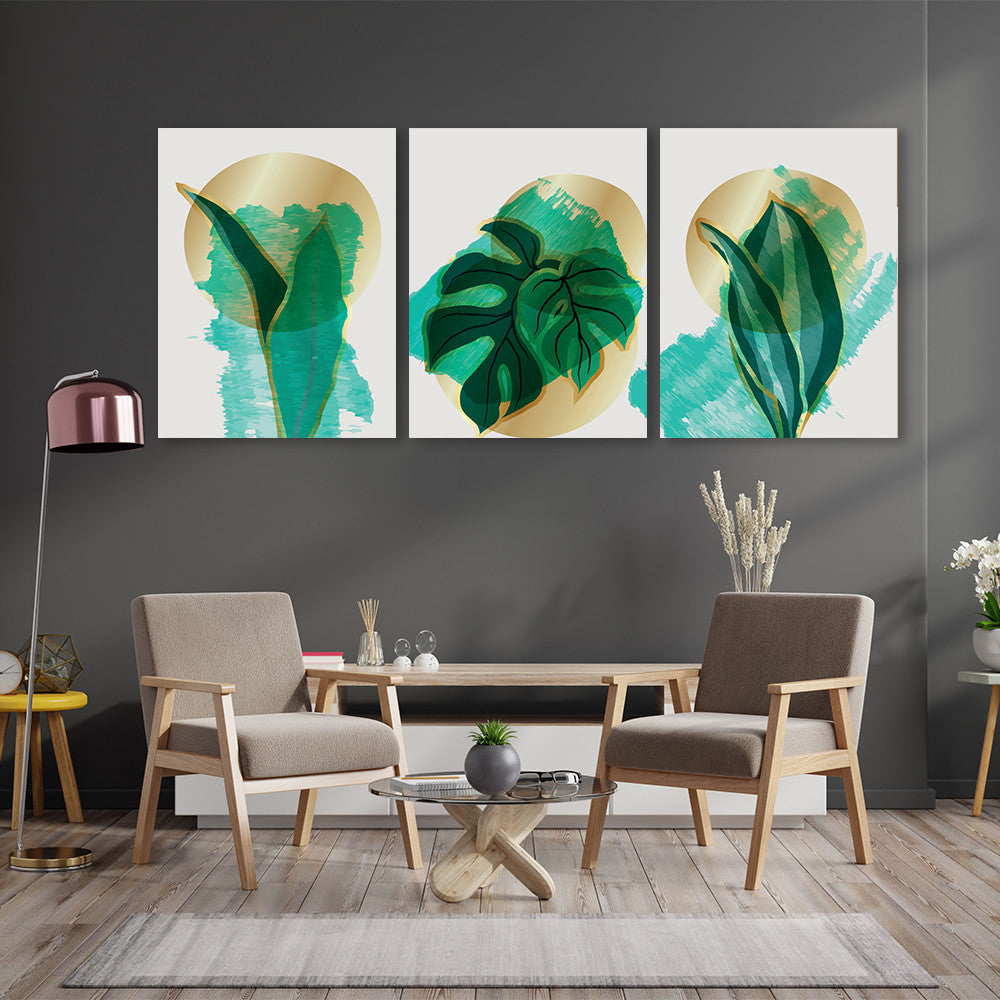 Set 3 Tablouri Watercolor leaves