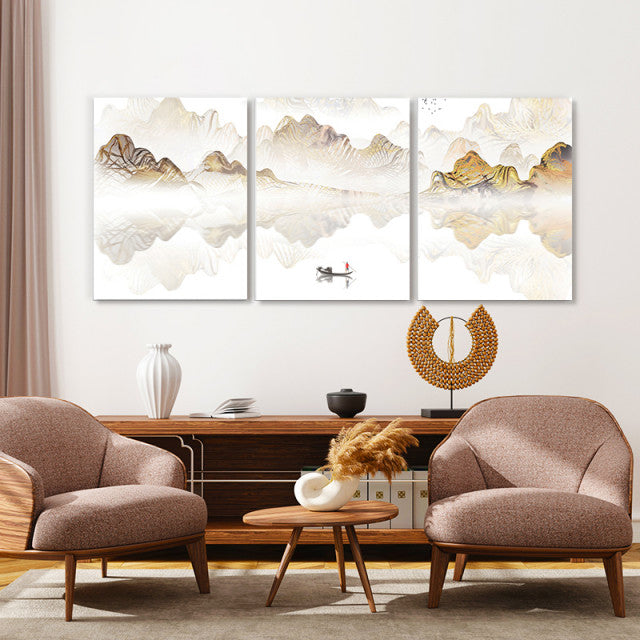 Set Tablouri Canvas - Abstract Landscape With A Boat