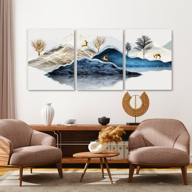 Set Tablouri Canvas - Blue Misty Mountains