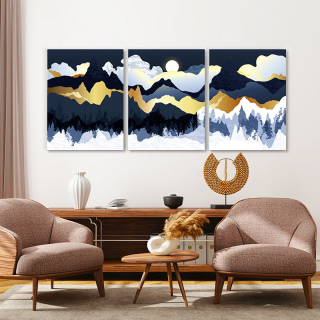 Set Tablouri Canvas - Frozen Golden Mountains