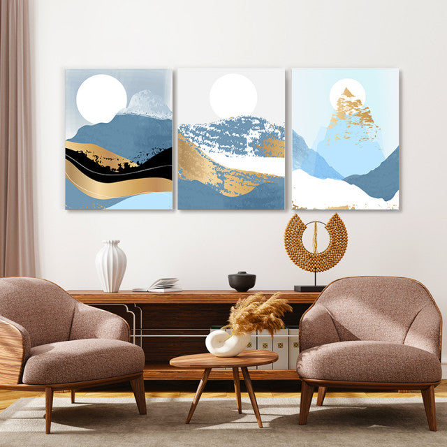 Set Tablouri Canvas - Golden Abstract Winter