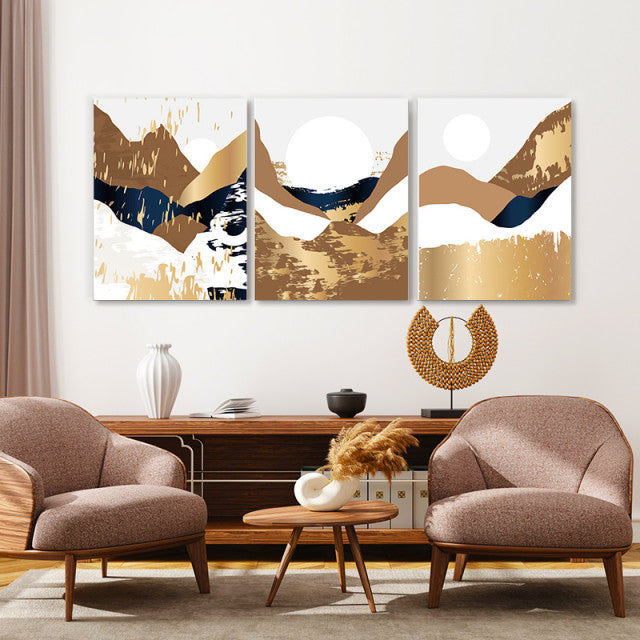 Set Tablouri Canvas - Golden Autumn Abstract Landcsape
