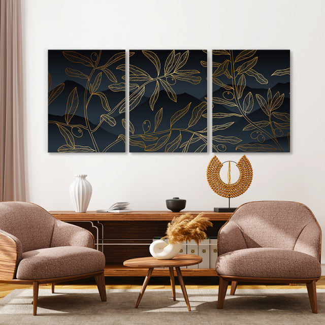 Set Tablouri Canvas - Golden Olive Branches