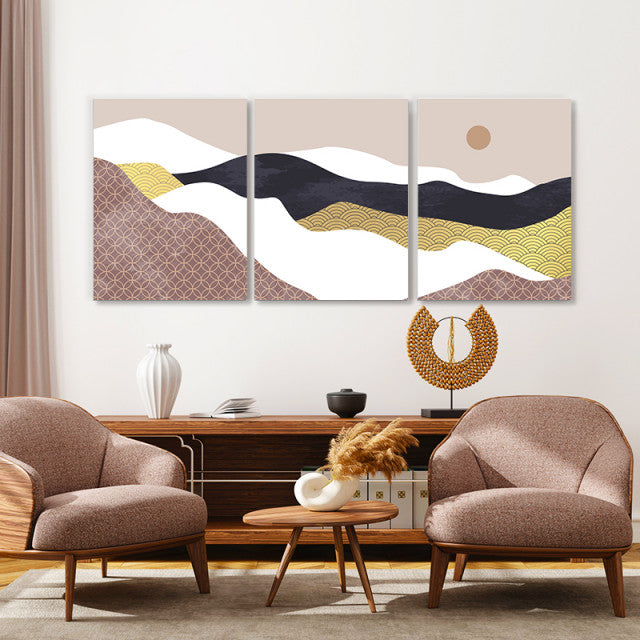 Set Tablouri Canvas - Moon Above The Abstract Desert