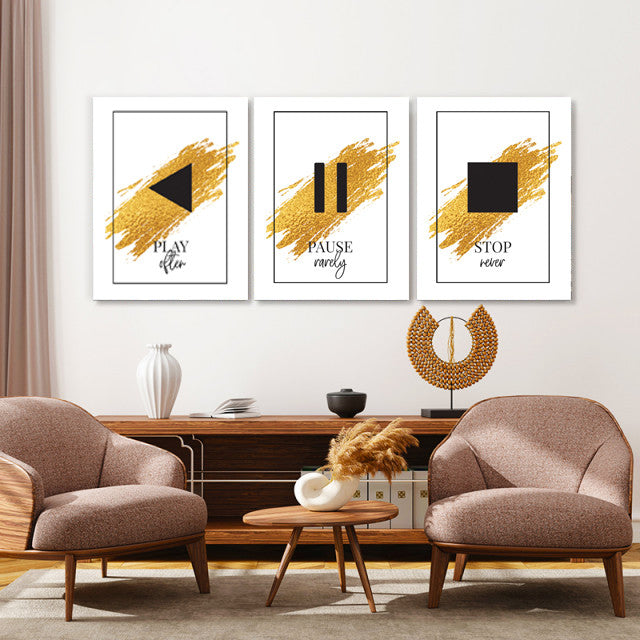 Set tablouri canvas motivationale - Play, pause, never stop