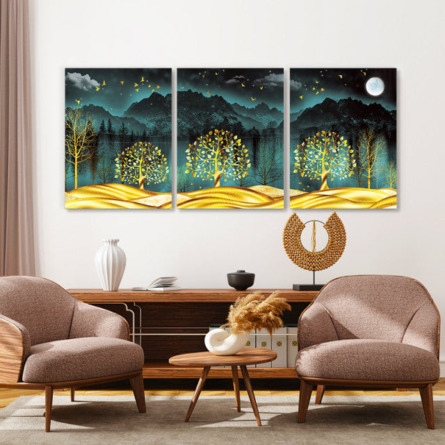 Set Tablouri Canvas - Night In The Golden Forest