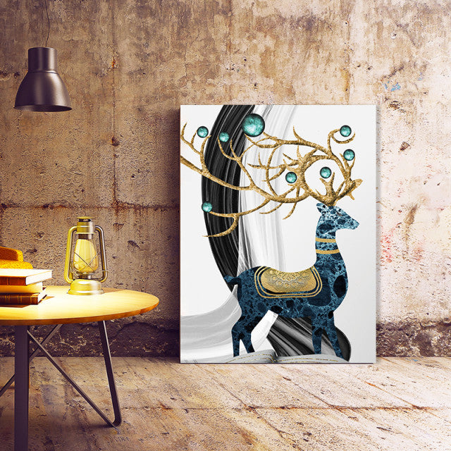 Tablou Canvas Deer With Golden Horns
