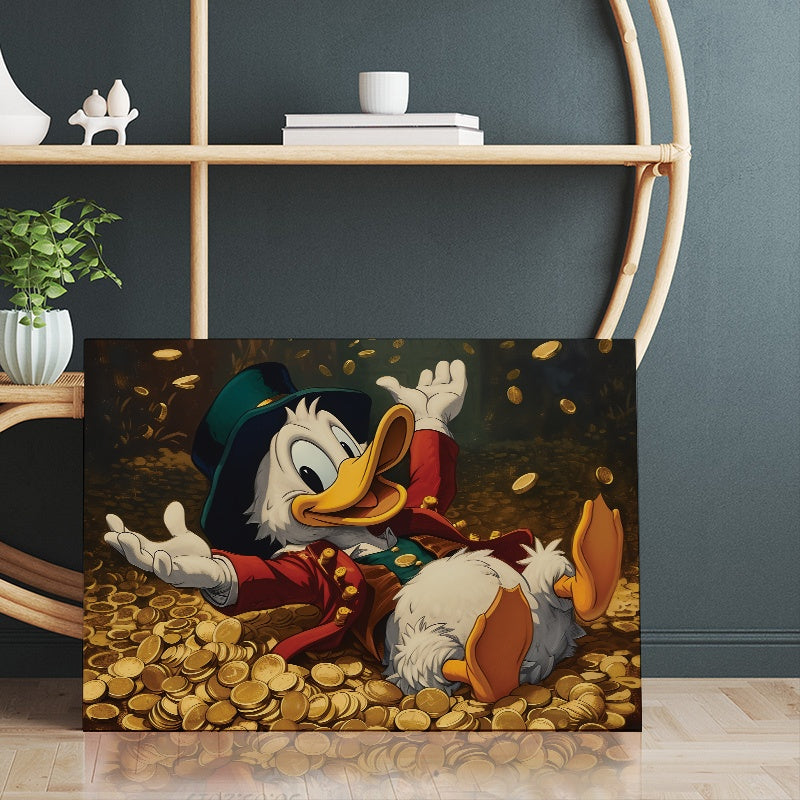 Tablou Canvas Inspirational - Cartoonish Scrooge with Golden Coins
