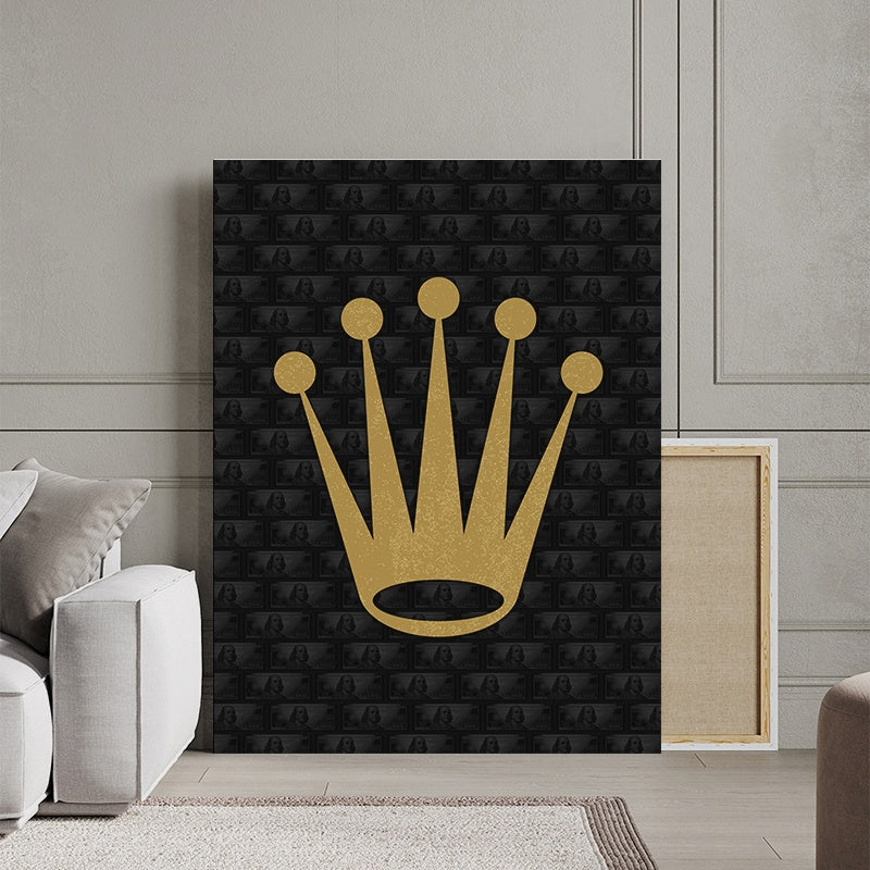Tablou Canvas Inspirational - Golden Crown and Money Background