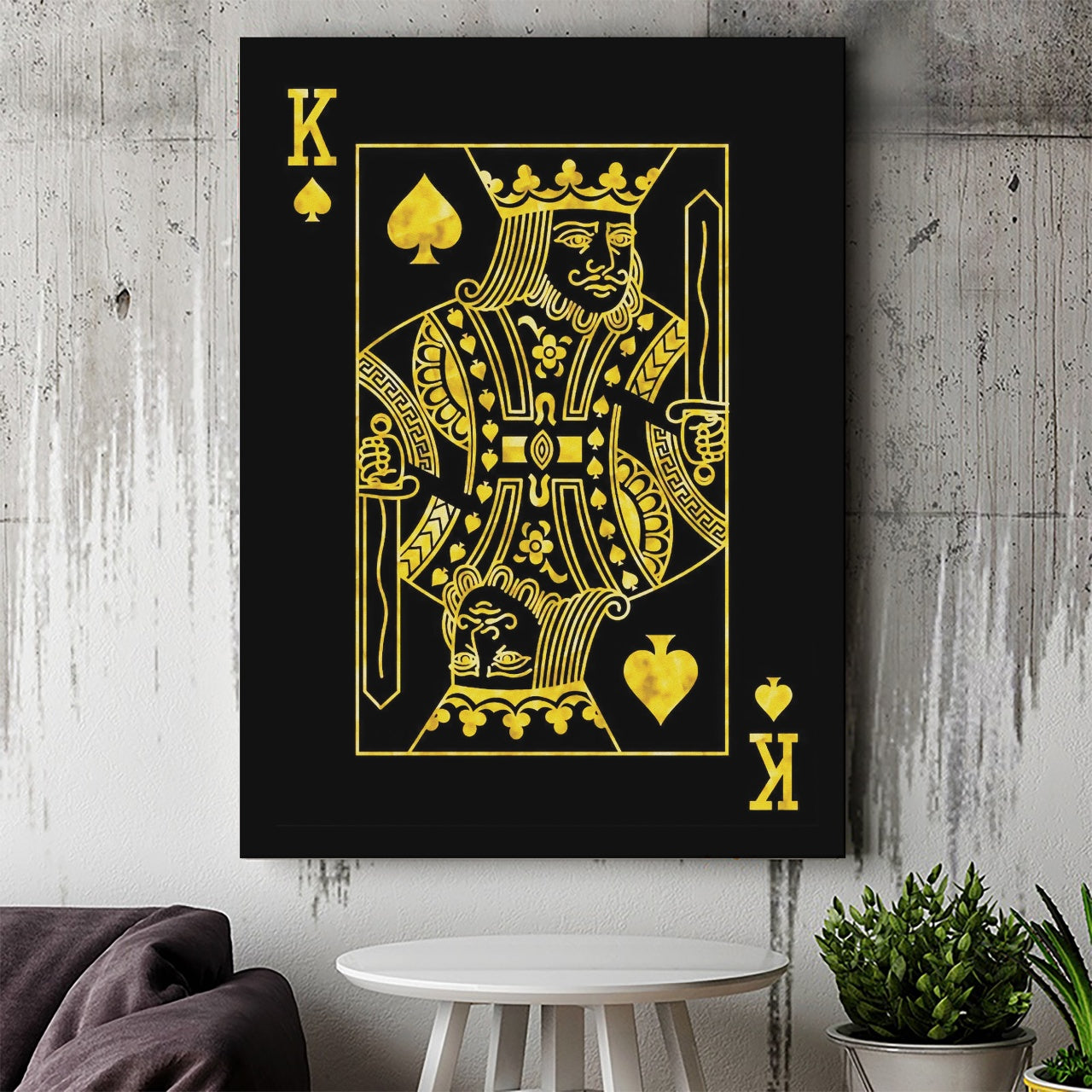 Tablou Canvas Inspirational - Golden King Playing Card