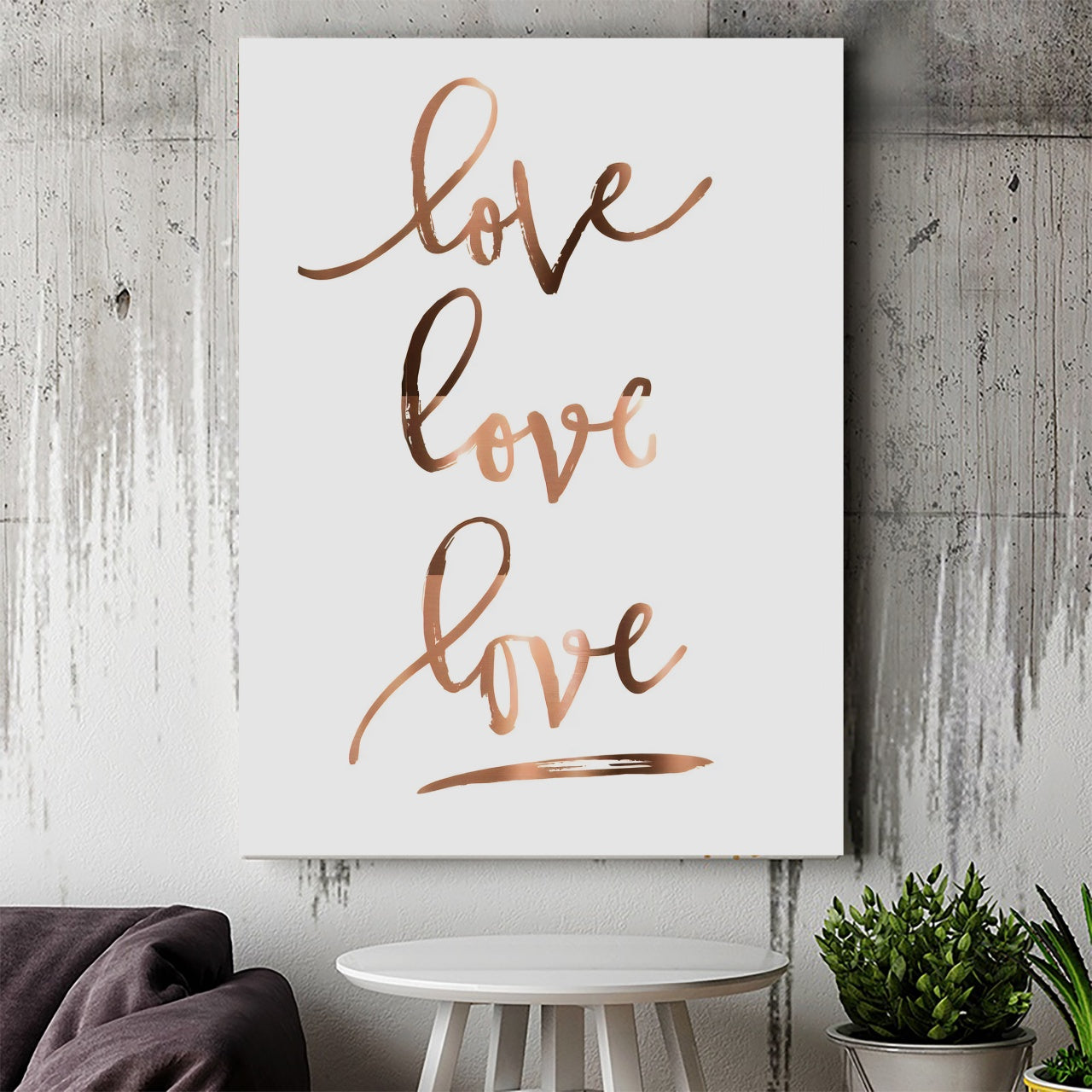 Tablou Canvas Inspirational - Love (copper handwrite)