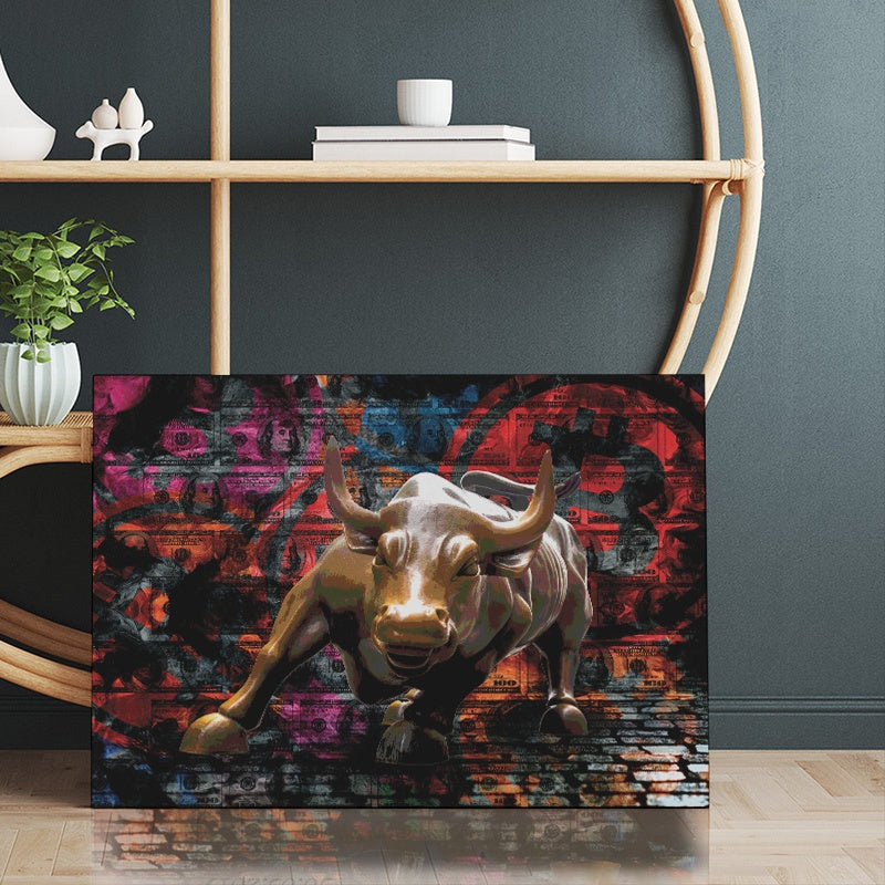 Tablou Canvas Inspirational - Wall Street Bull (urban art)
