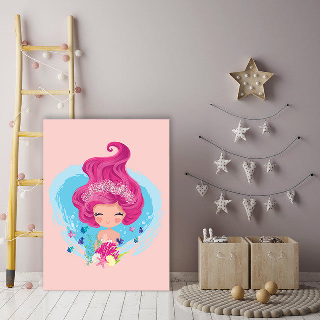 Tablou Copii - Cute Pink Mermaid