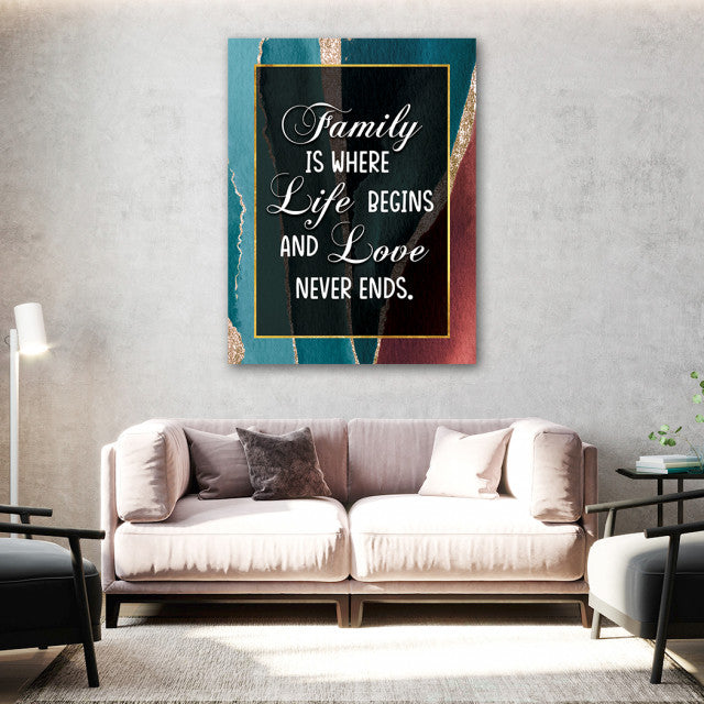 Tablou Motivational - Family is where life begins