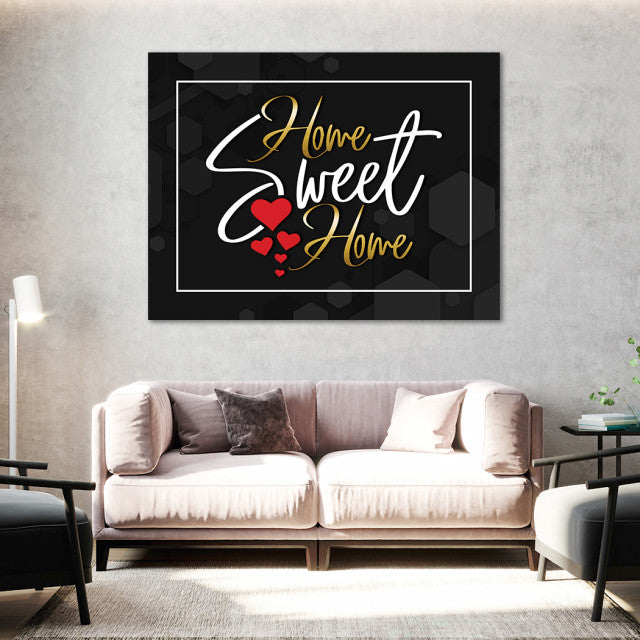 Tablou Motivational - Home sweet home (hearts)