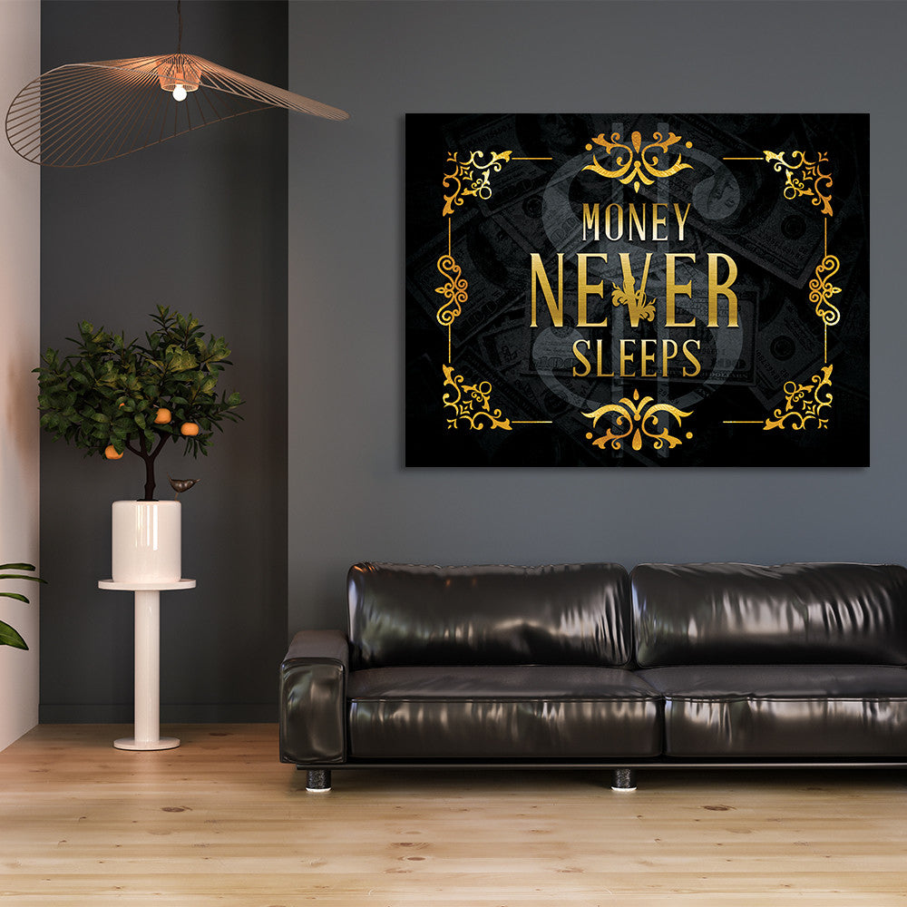 Tablou Motivational - Money never sleep