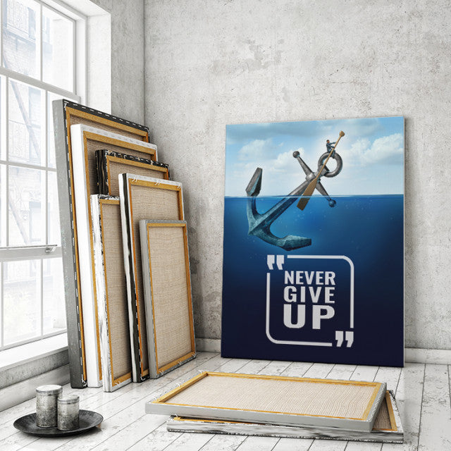 Tablou Motivational - Never Give Up (Anchor)