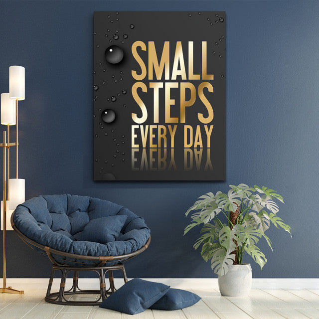 Tablou Motivational - Small steps everyday (gold)