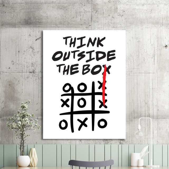 Tablou Motivational - Think Outside The Box (Tic Tac Toe)