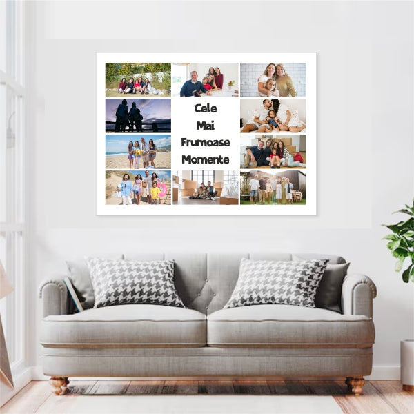 Tablou canvas personalizat colaj 10 poze si mesaj special