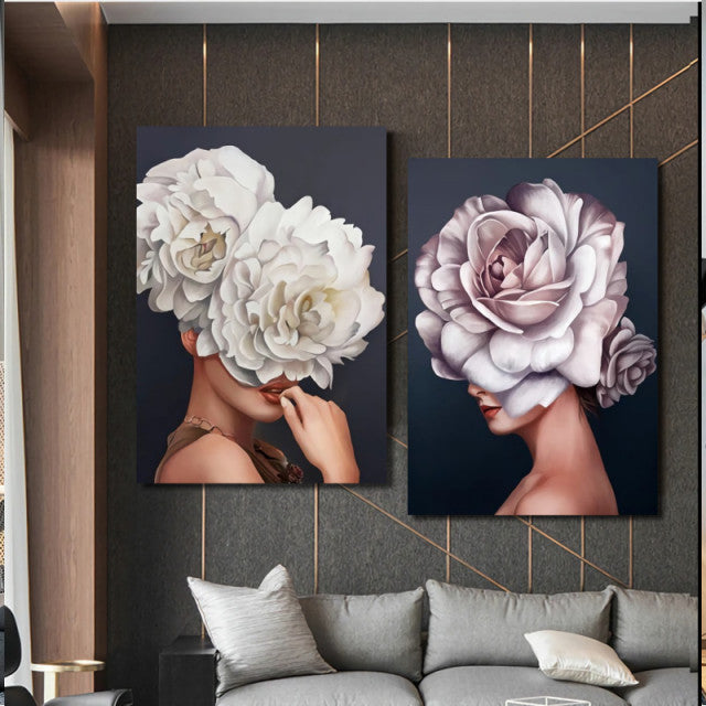 Set 2 Tablouri - Femei inflorate - floral women