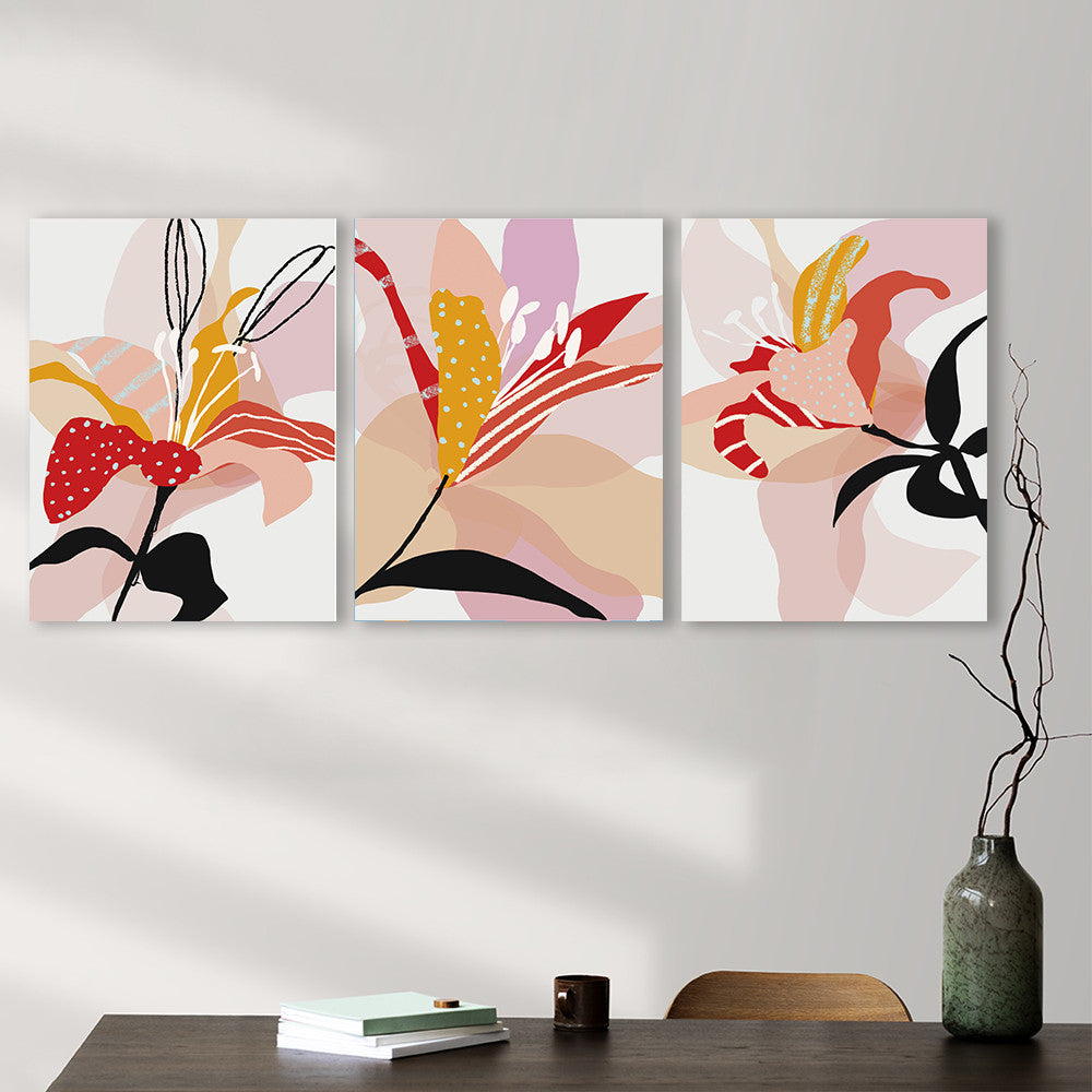 Set 3 Tablouri Crini stilizati