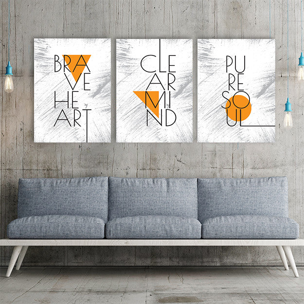 Set 3 Tablouri Motivationale - Brave Heart