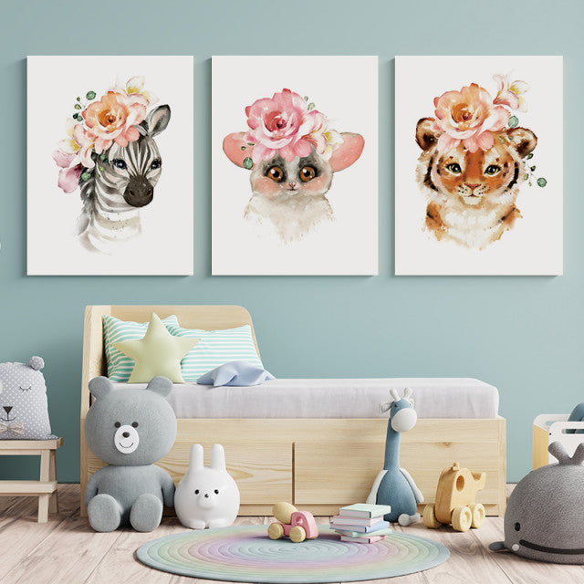 Set Tablouri Copii - Cute Flower Animals