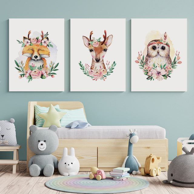 Set Tablouri Copii - Floral Animals