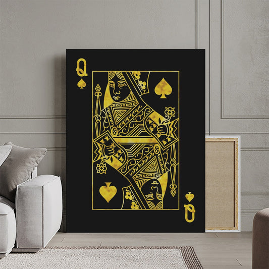 Tablou Canvas Inspirational - Golden Queen Playing Card