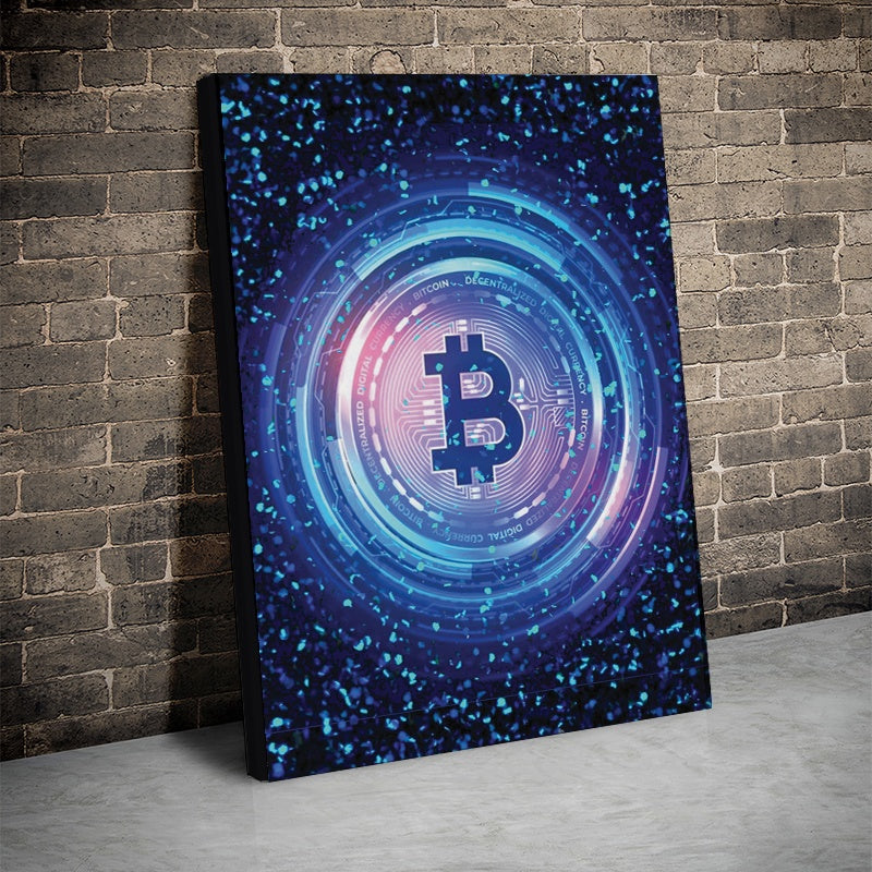 Tablou Canvas Inspirational - Neon Light Bitcoin