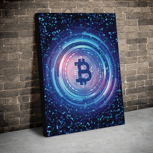 Tablou Canvas Inspirational - Neon Light Bitcoin