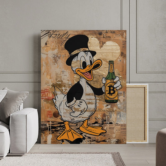 Tablou Canvas Inspirational - Scrooge and Bitcoin Bottle