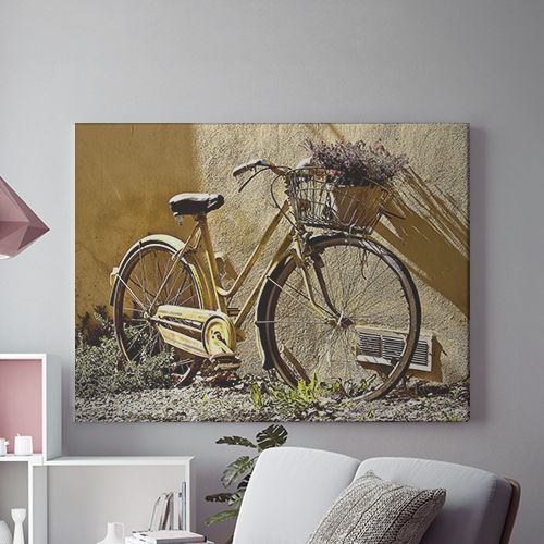 Tablou Canvas Yellow Bike With Flowers