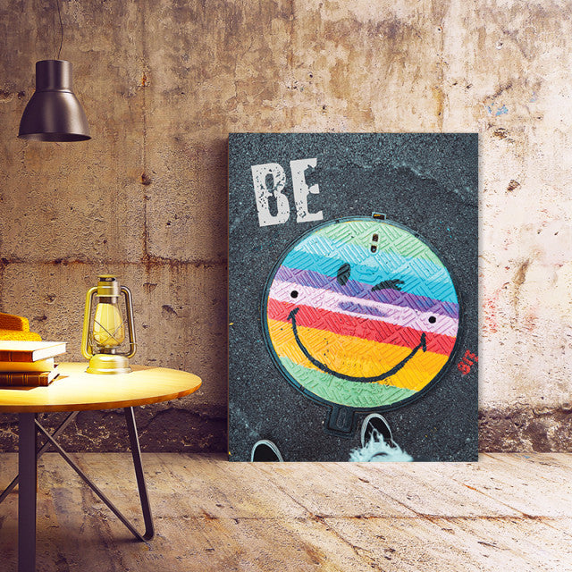 Tablou Motivational - Be Happy (Smiley Face)