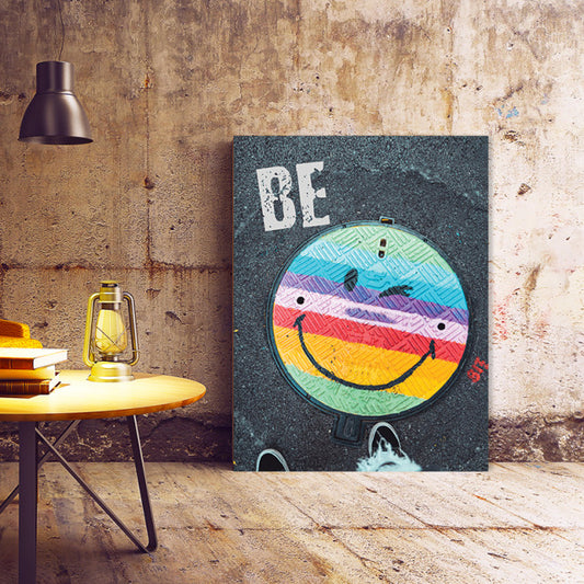 Tablou Motivational - Be Happy (Smiley Face)