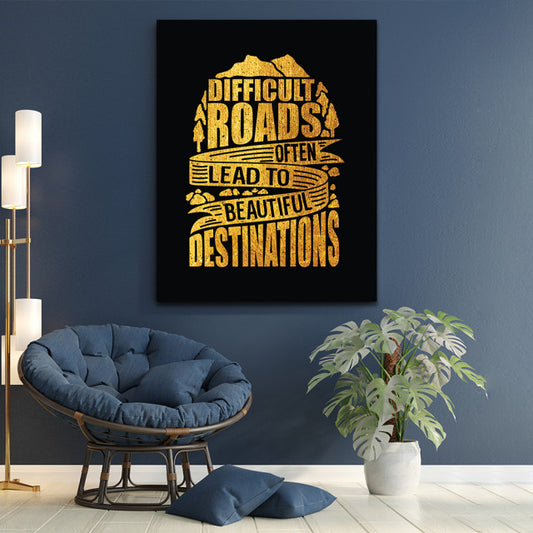 Tablou Motivational - Beautiful roads (golden landscape)
