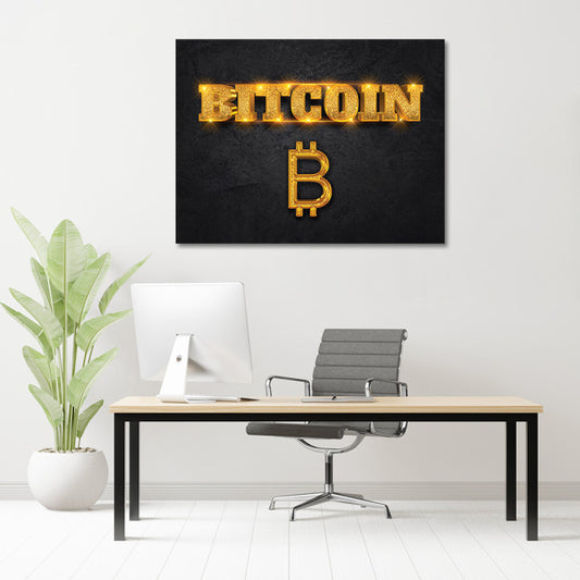 Tablou Motivational - Bitcoin (gold)